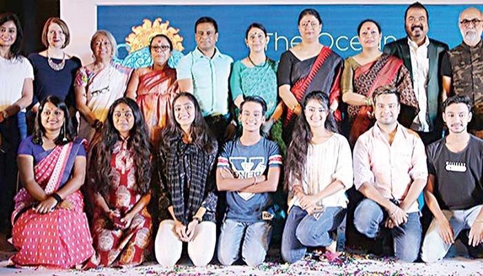 Organisers and participants of Ocean Dance Festival pose for a photograph at a press conference at a hotel in Dhaka on Monday