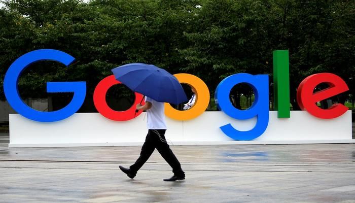 FILE PHOTO: A Google sign is seen during the WAIC (World Artificial Intelligence Conference) in Shanghai, China, September 17, 2018. REUTERS