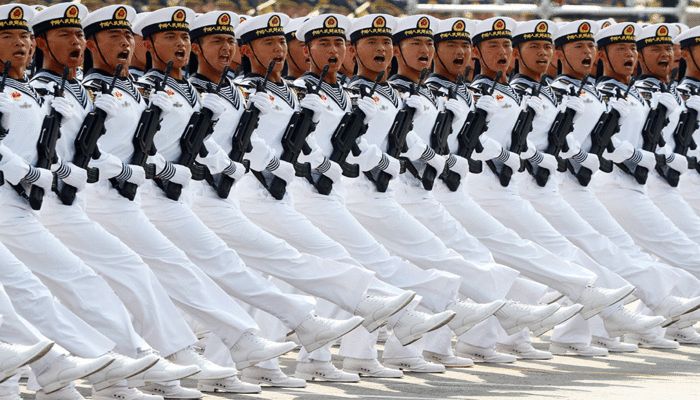 Soldiers of People's Liberation Army (PLA) march in formation during the military parade marking the 70th founding anniversary of People's Republic of China, on its National Day in Beijing, China October 1, 2019 Reuters

