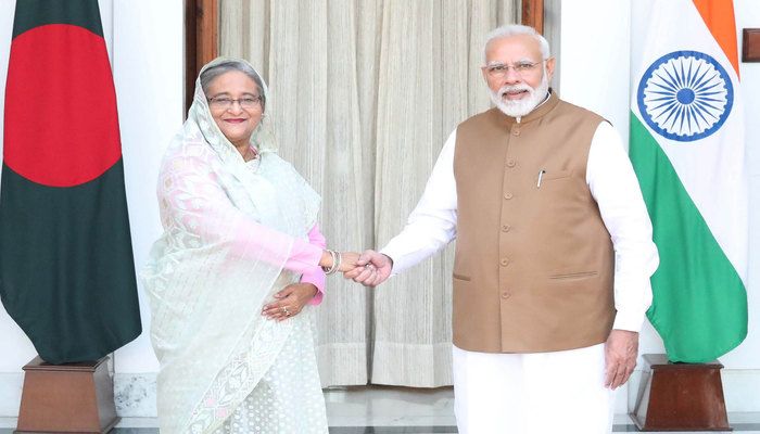 Prime Minister Sheikh Hasina with her Indian counterpart Narendra Modi at Hyderabad House in New Delhi, India on Saturday, October 5, 2019. Photo: Collected