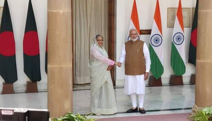 Bangladeshi Prime Minister Sheikh Hasina and her Indian counteretpart Narendra Modi