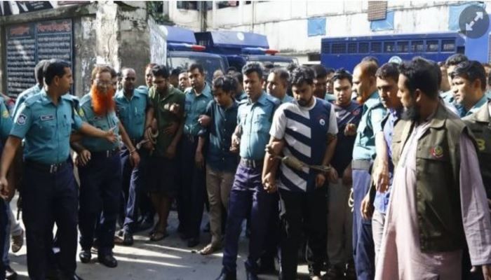 Police produce accused of Abrar murder case to a Dhaka court on Friday, October 11, 2019. Photo: Collected