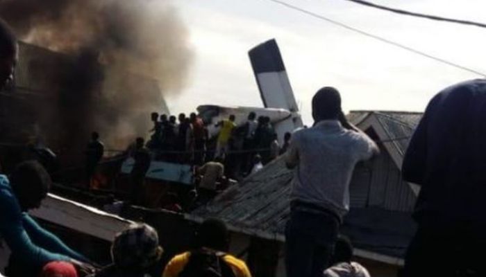 DR Congo plane crashed into town; several killed