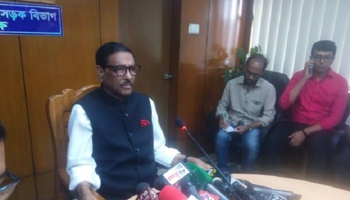 Minister Obaidul Quader briefing the reporters at his office on Monday, November 25, 2019. Photo: Collected