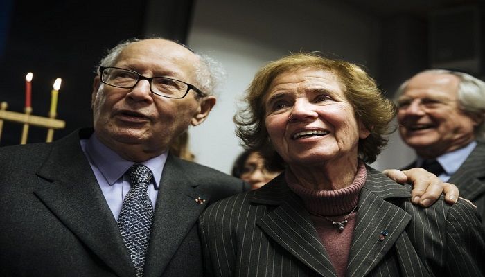 French nazi hunters Serge and Beate Klarsfeld during an event named 'Survivors Night' in Paris, Monday, Dec. 23, 2019. Holocaust survivors in several cities around the world are lighting candles for Hanukkah together, as Jewish community leaders try to keep first-hand memories of the Nazi horrors alive. The events were organized by the Conference on Jewish Material Claims Against Germany. Photo: AP