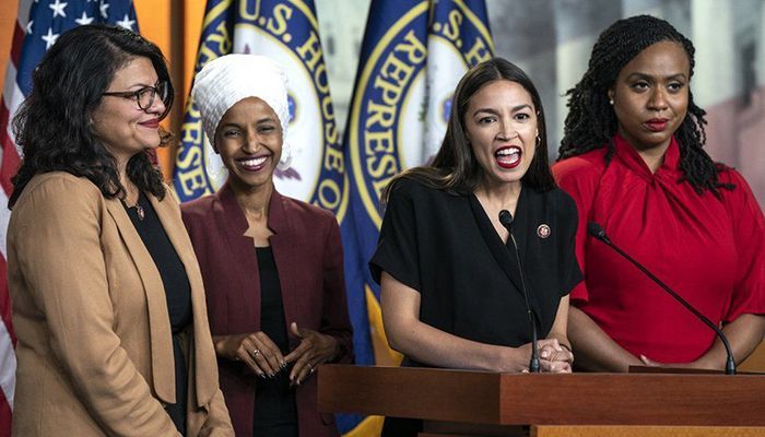 This is the highest number of women Congress in US history. Congressmen Alana Presley, Elhan Omar, Rashida Talib, and Alexandria Ocasio-Cortez at Capitol Hill, Washington, DC. Photo: BBC