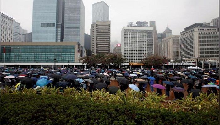 FILE PHOTO: People attend an anti-government rally at Edinburgh Place in Hong Kong, China, December 29, 2019. REUTERS