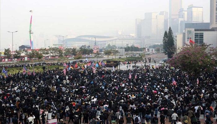 File Photo: Hong Kong protesters rally in support of Xinjiang Uighurs' human rights in Hong Kong, China, December 22, 2019 Reuters