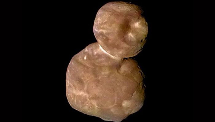 The snowman: After its swing-by exploration of Pluto in 2015, Nasa's New Horizons spacecraft was sent after a different target in the distant Kuiper Belt, which lies beyond the orbit of Neptune. This belt is populated by thousands of primitive, icy objects that provide insights into the very beginnings of our Solar System. Scientists settled on an object called MU 69, which had only been discovered in 2014. MU 69 (later called Ultima Thule, and now Arrokoth) turned out to be a 39km-long "contact binary", composed of two different icy balls that collided at low speed. The reddish colouration is caused by organic compounds called tholins on the surface.