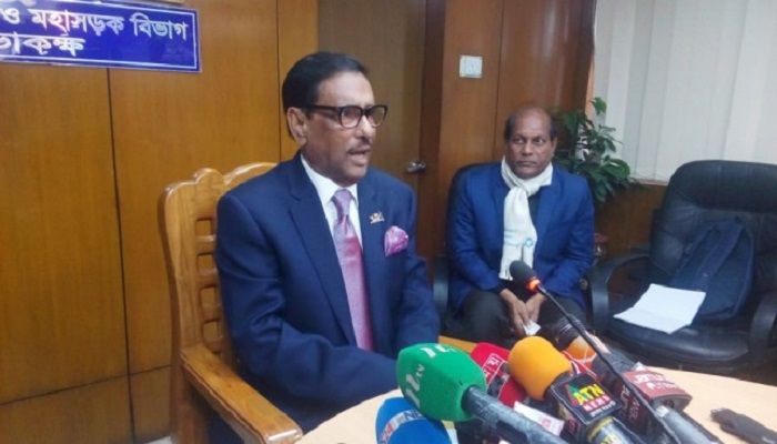 Road Transport and Bridges Minister Obaidul Quader talking to reporters at his ministry office on Monday, December 23, 2019. Photo: Collected