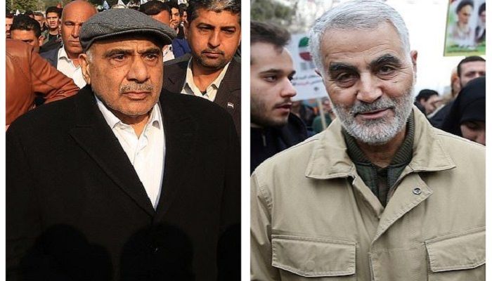 Iraq's caretaker prime minister, Adel Abdul Mahdi (left), Iranian General Qassem Soleimani (right) Photo: AFP