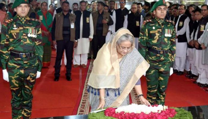 PM Pays Homage to Bangabandhu on Historic March 7