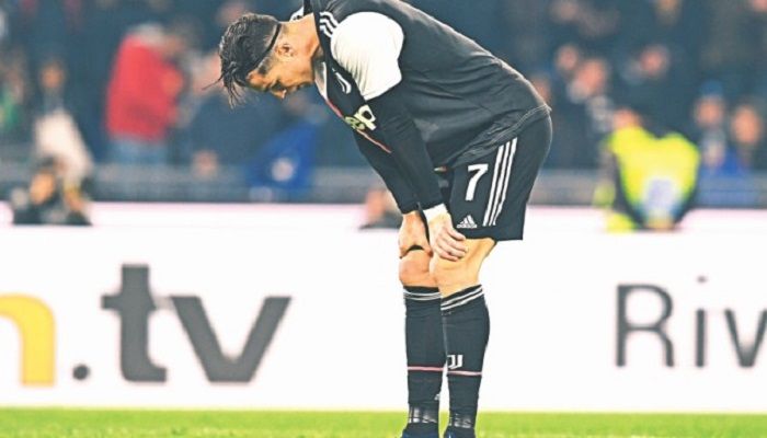 Juventus forward Cristiano Ronaldo cuts a dejected figure in one of their Serie A matches. File Photo: Reuters