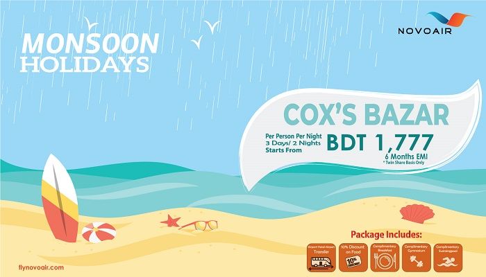 NOVOAIR Starts Cox’s Bazar Holiday Package from 1,777 TK