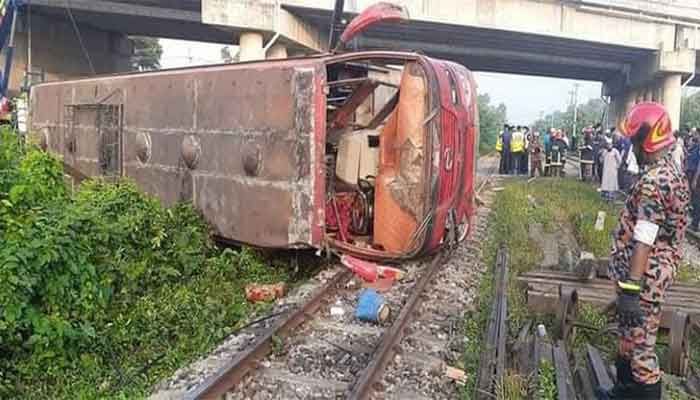 3 killed As Train Hits Bus in Feni