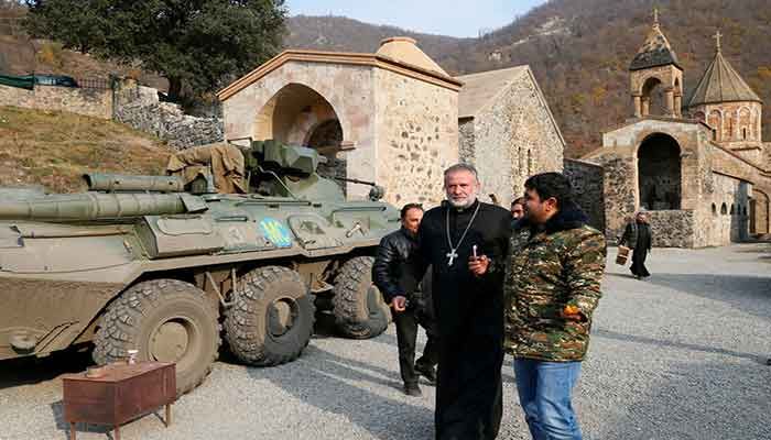 Russian Troops Guard Armenian Monastery after Ceasefire  