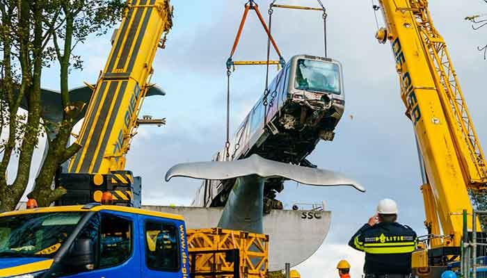 What a Tail: Whale Sculpture Saves Runaway Dutch Train    