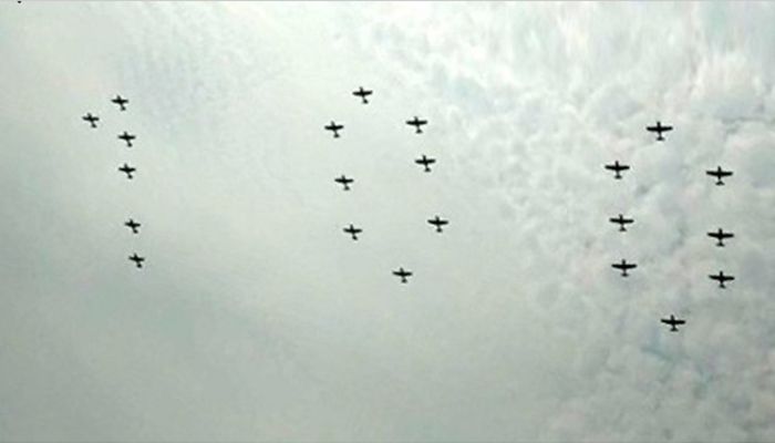 BAF Paid Homage to Bangabandhu by Displaying Formation Flying