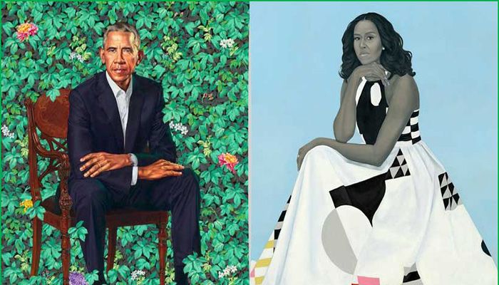 The Obama Portraits On Display at The Site of Their First Date