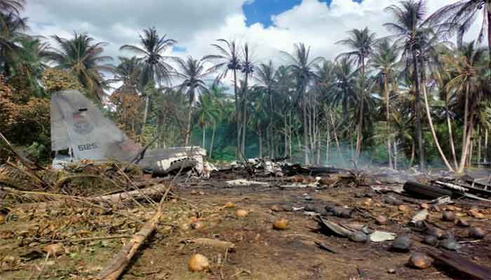 View of the site after a Philippines Air Force Lockheed C-130 plane carrying troops crashed on landing in Patikul, Sulu province, Philippines July 4, 2021. || Reuters Photo 