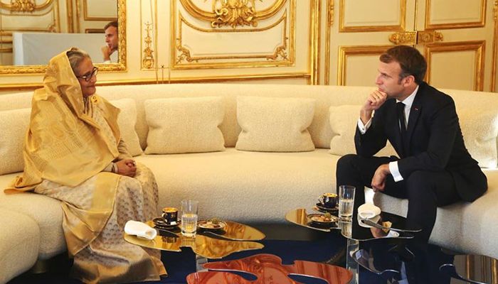 Prime Minister Sheikh Hasina and French President Emmanuel Macron || Photo: Collected 