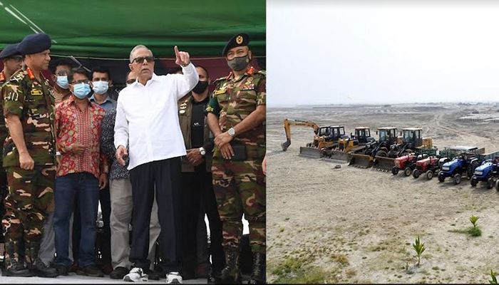 President Visits Construction Work of 'Mithamain Cantonment' || Photo: Collected 