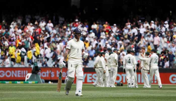 Ben Stokes of England leaves the field of play after being dismissed by Cameron Green of Australia in the third Ashes test at Melbourne Cricket Ground in Melbourne. || Photo: Reuters