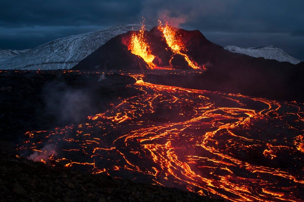 29th March 2021|| Lava flows from an eruption of a volcano on the Reykjanes Peninsula in southwestern Iceland || Marco Di Marco/AP