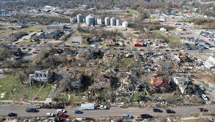 Damage after devastating outbreak of tornadoes ripped through several US states, in Mayfield, Kentucky, US December 11, 2021. || Reuters Photo: Collected  