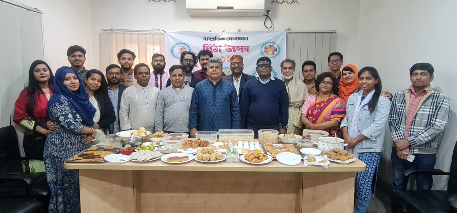Shampratik Deshkal Editor Eliash Uddin Palash with all the colleagues of the SDK Office  