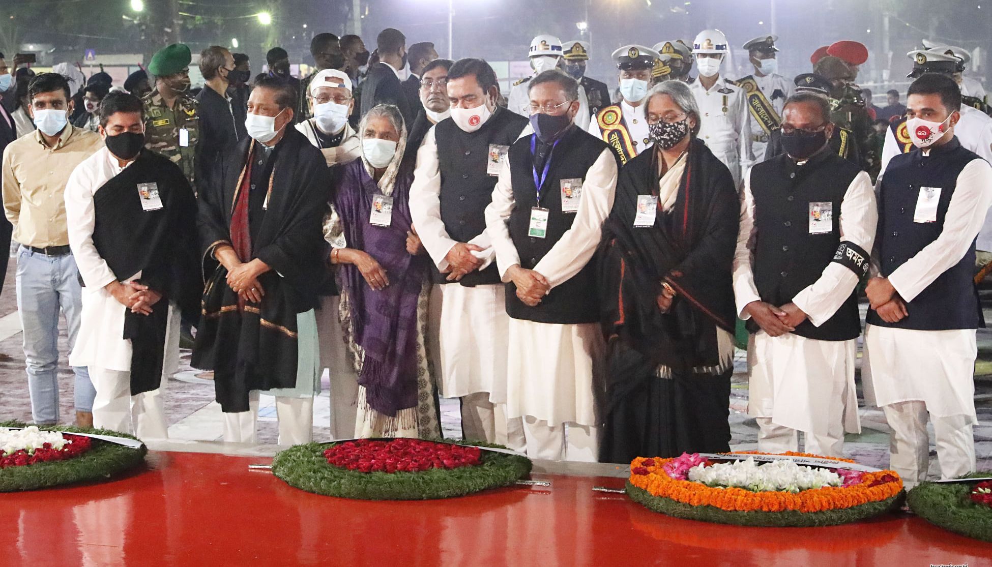  On behalf of Awami League (AL) President Sheikh Hasina, its
Presidium Member Begum Matia Chowdhury paid homage to the language
martyrs placing a wreath at the Shaheed Minar.