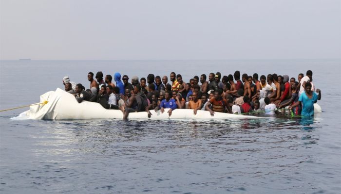 Migrants are brought to shore in Garaboli Libya, in October 2021. On Saturday, six migrants were found dead and 29 are missing and presumed dead after their boat capsized off the coast of Libya || Photo: AP
