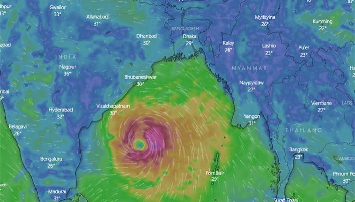 The location of cyclone Asani at 10 am today || Photo: Wind.com