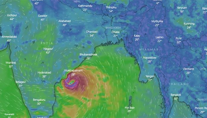 Current location of Cyclonic Storm 'Asani' || Photo: Windy.com