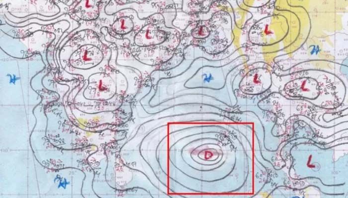 Location of Depression (red box) over the Bay of Bengal at 12 noon on May 7, 2022 || Photo: Collected 