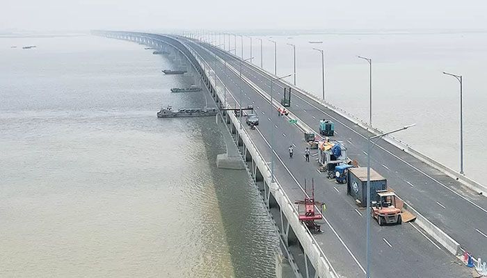 A general view of the Padma Multipurpose Bridge and railway project, which is scheduled to open to traffic on June 26 || AFP Photo