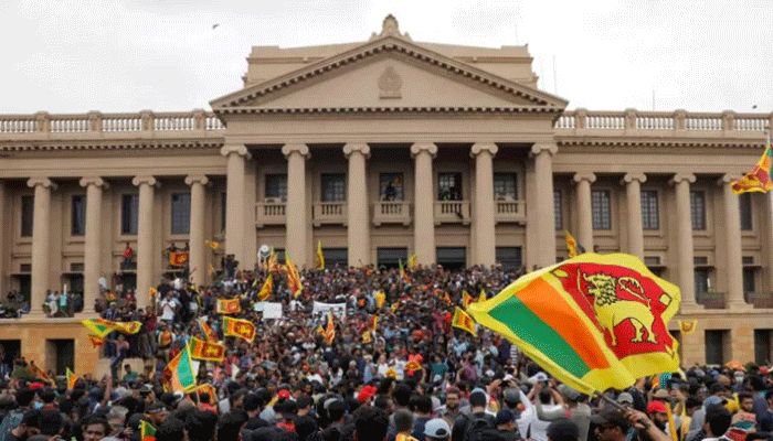 Demonstrators protest inside the Presidential Secretariat premises, after President Gotabaya Rajapaksa fled, amid the country's economic crisis, in Colombo, Sri Lanka on July 9, 2022 || Reuters Photo