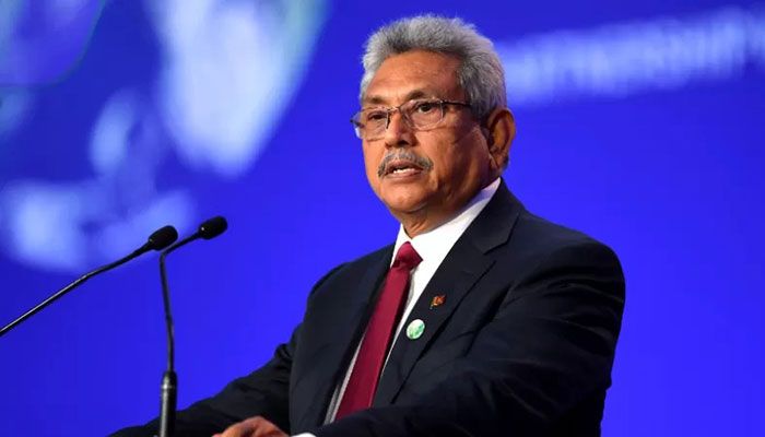 Sri Lanka's President Gotabaya Rajapaksa presents his national statement as a part of the World Leaders' Summit at the UN Climate Change Conference (COP26) in Glasgow, Scotland, Britain November 1, 2021 || Reuters Photo