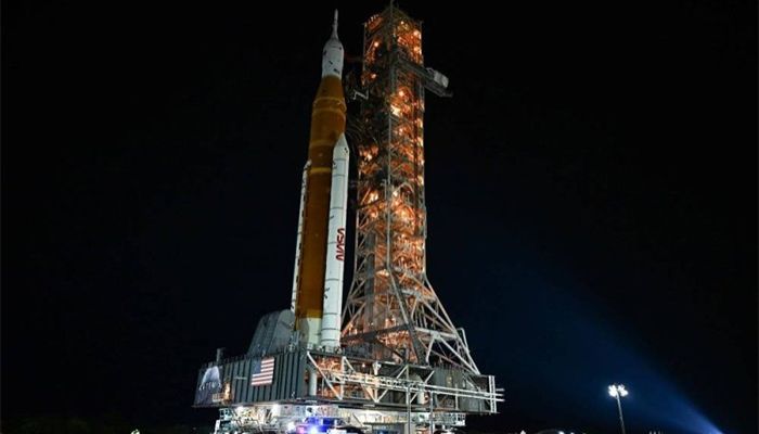 NASA's New Rocket on Launchpad for Trip to Moon