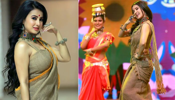Kolkata Actress Monami Performs Party Dance Wearing Jute Saree