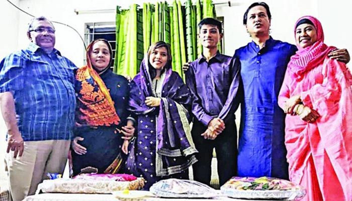 Pop singer Asif Akbar and his wife Mitu, his in-laws (left) surround Rono and Ishita at the Akd program ||