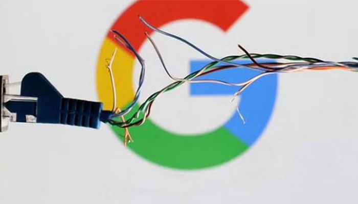 Illustration shows broken Ethernet cable and Google logo Broken Ethernet cable is seen in front of Google logo in this illustration taken Mar 11, 2022 || Photo: REUTERS