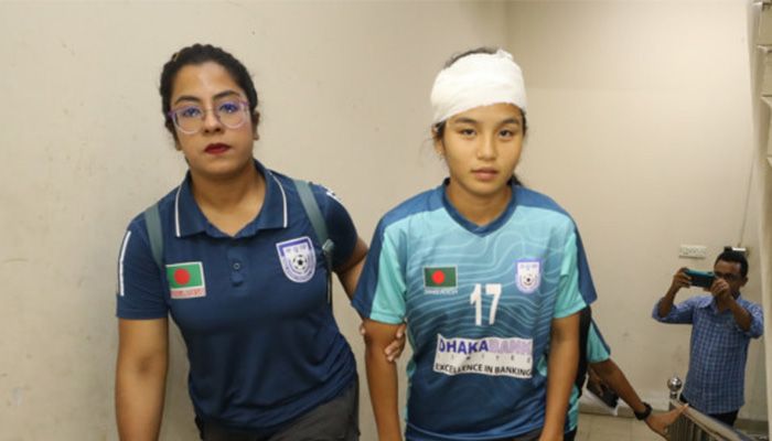 Ritu Porna Chakma received three stitches on her forehead|| Photo: Collected 