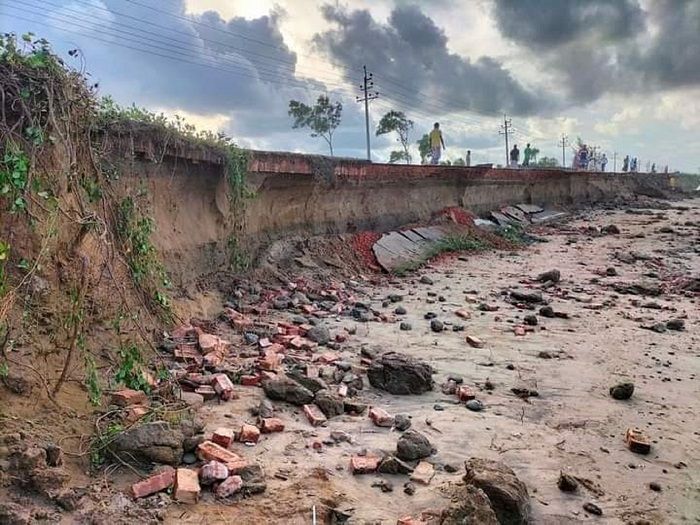 Two parts of the Marine Drive collapsed in Baharchhara crematorium area of Sabrang Union in Teknaf, Cox's Bazar due to the tidal surge during Cyclone Sitrang.