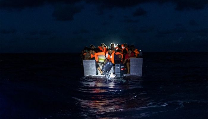 A group of migrants rescued by volunteers of the Ocean Viking rescue ship, run by NGOs SOS Mediterranee and the International Federation of Red Cross || File: AP Photo