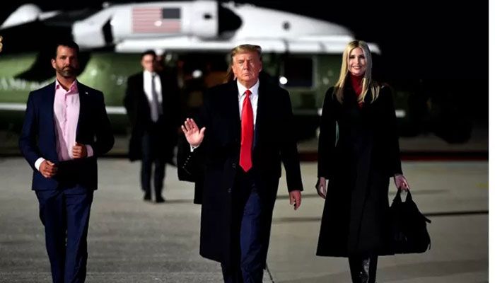 Former President Donald Trump, Ivanka Trump and son Donald Trump Jr (L) on January 4, 2021 || AFP Photo