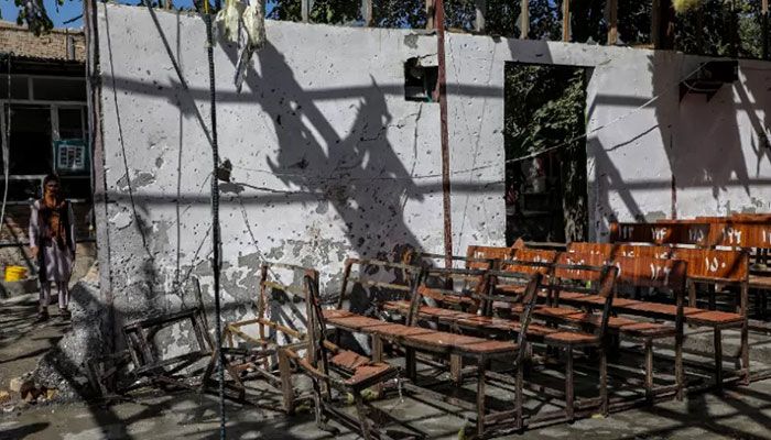 A general view of the damaged hall pictured at the site of a suicide bomb attack in the learning centre in the Dasht-e-Barchi area in Kabul on September 30, 2022. || AFP Photo