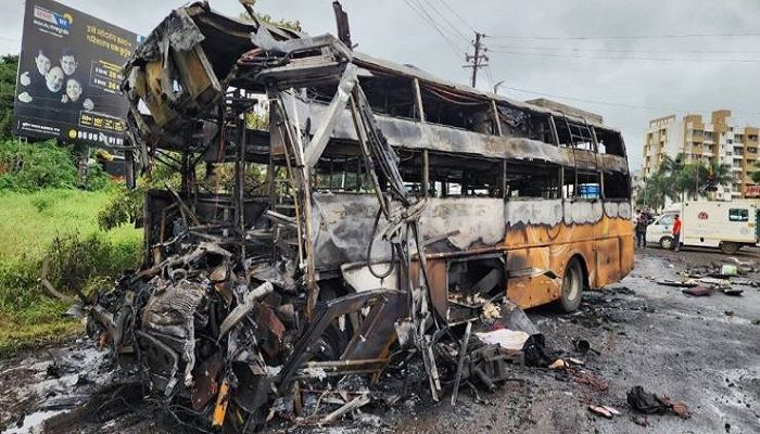 11 Die as Bus Catches Fire in India's Nashik