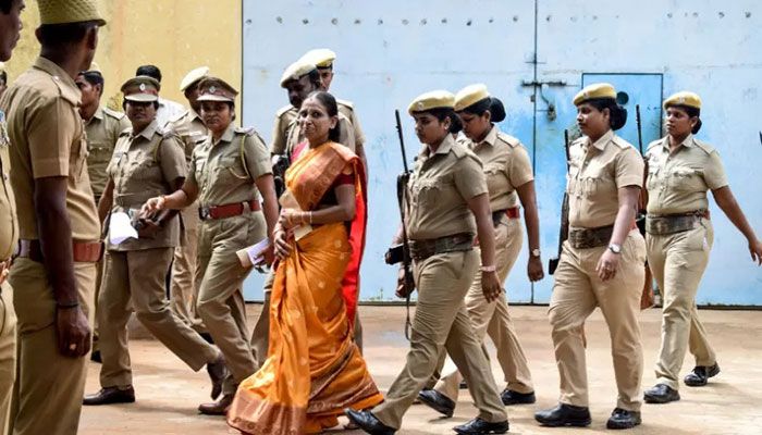 In this photo taken on July 24, 2019, Nalini Sriharan, who was convicted in the assassination case of former prime minister Rajiv Gandhi, is released from the Vellore Central Prison on a one-month parole to attend her daughter's wedding, in Vellore || AFP Photo 