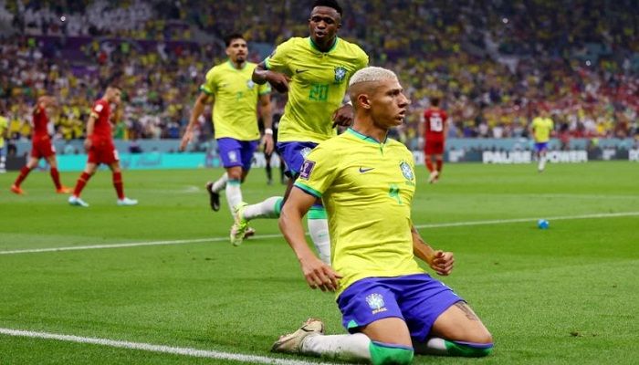 Brazil's Richarlison celebrates scoring their second goal during the FIFA World Cup Qatar 2022 Group G match against Serbia at Lusail Stadium, Lusail, Qatar, on November 24, 2022 || Photo: REUTERS